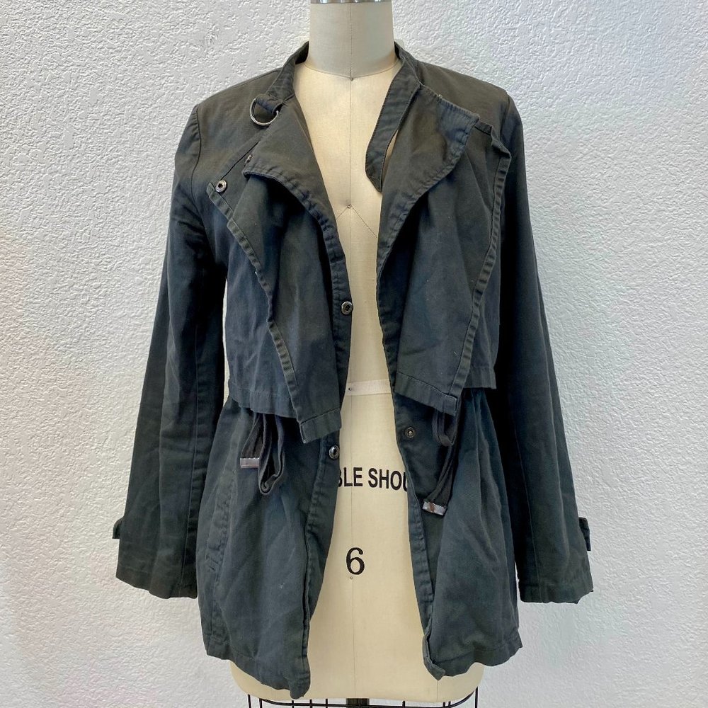 Dark Grey Layered Trench Coat